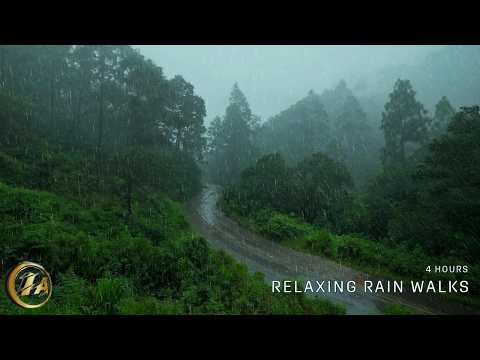 [4K] Walk through Misty Rain under Umbrella | Relaxing ASMR Rain Walks Compilation for 4 Hours