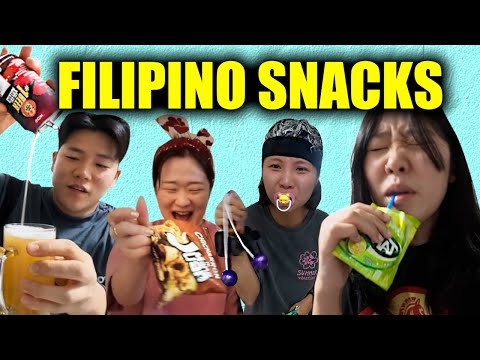 Korean Friends Try Filipino Snacks for the First Time! [mikmik, choco nut & more!]