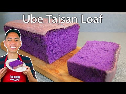 Red Ribbon Ube Taisan Loaf: Moist and Light Chiffon Cake Topped with Butter | Cooking with Kurt