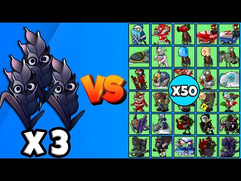 3 Obsidian Barley vs All Zombies x50 - PVZ Fusion