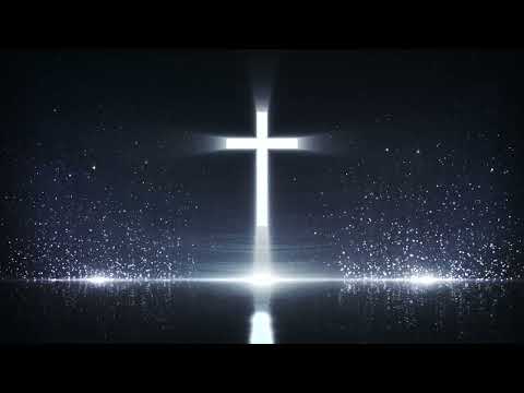 Blue Background White Particles Rising || Holy Cross Reflected on Water Video Background Loop
