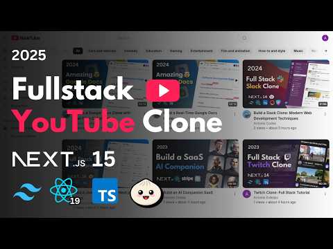 Build a YouTube Clone with Next.js 15: React, Tailwind, Drizzle, tRPC (2025)