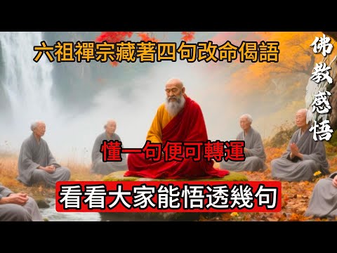 六祖禪宗藏著四句改命偈語，懂一句便可轉運，看看大家能悟透幾句佛教#信仰#修行|人生 |金剛經|南無阿彌陀佛#佛家 #大悲咒#修行 #教育#大悲咒#禪悟人生 #智慧#哲學#因果#冥想#达摩#媽祖
