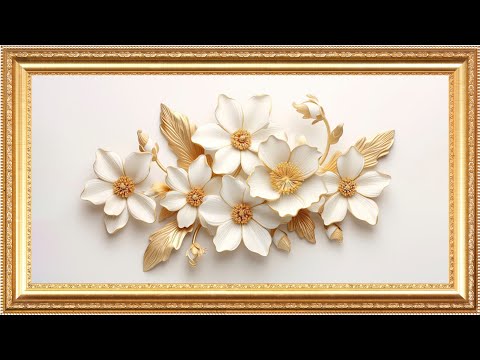 Elegant White & Gold Flower Frame | Frame TV Art 4K Screen Saver | Frame Studio 4K