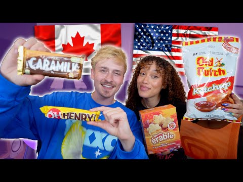 AMERICAN GIRLFRIEND TRIES CANADIAN SNACKS!!