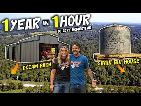 Couple Turns RAW LAND Into Sustainable Homestead / 1 Year in 1 Hour