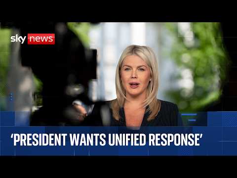 Trump's press secretary speaks to reporters outside White House