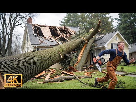 Dangerous Fastest Idiots Cutting Tree Fails Skill With Chainsaw | Tree Falling on Houses #53