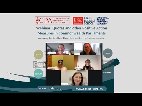 CPA & King's College webinar: Gender Quotas & other Positive Action Measures Across the Commonwealth