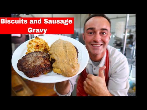 Popular Sausage Dishes, Breakfast Sausage Biscuits and Gravy.