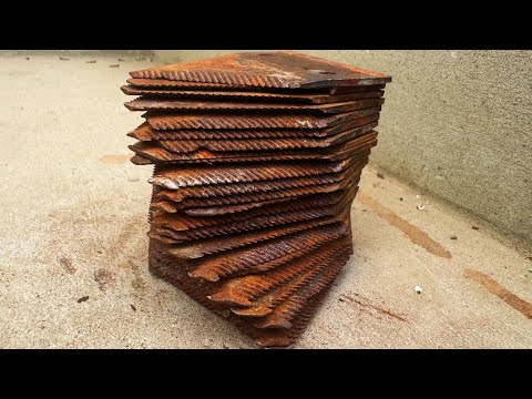 Forging 3 extreme knives from a lathe shavings, motor armature and rusty harvesting blades