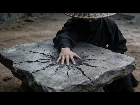 Black-masked man is a Shaolin master, shattering a thousand-pound boulder with one palm!