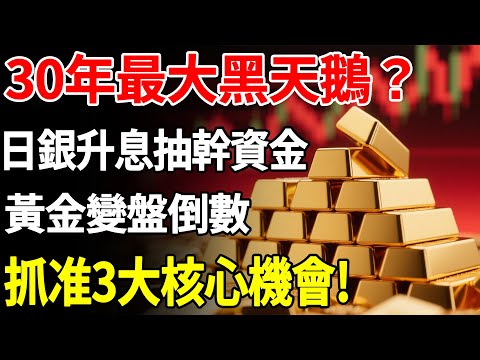 30年最大黑天鵝？日銀升息抽幹資金，黃金變盤倒數，抓准3大核心機會！#黃金#日銀#加息#金價#理財#投資#晚年生活#晚年幸福#退休#退休生活#養老