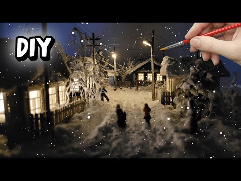 Превращаем картон в Зимнюю Сказку: деревенская улица из картона / DIY