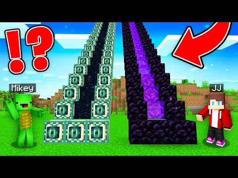 JJ and Mikey Found THE LONGEST PORTAL STARIS : END vs NETHER in Minecraft Maizen!