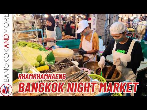 BANGKOK NIGHT MARKET STRET FOOD 🇹🇭 | Local Thai Food at Rhamkhamhaeng Market (No Talking)