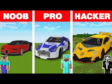 Minecraft NOOB vs PRO vs HACKER: SPORT CAR HOUSE BUILD CHALLENGE Animation