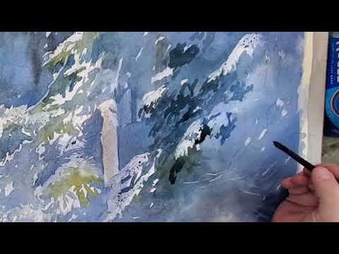 Of Hemlocks and Snow Watercolor Demo by Christopher Leeper