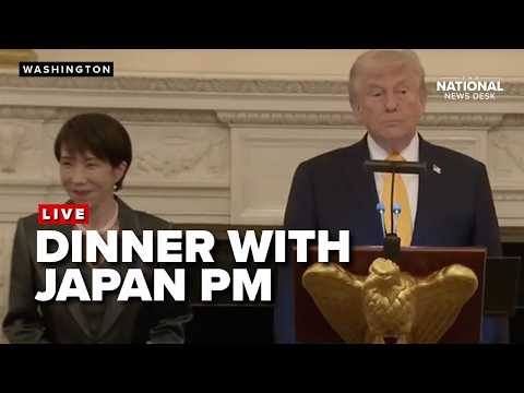 President Donald Trump has dinner with the Prime Minister of Japan