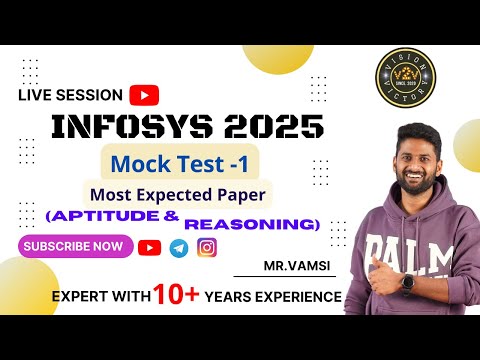 INFOSYS 2025 Mock Test - 1 | Most Expected Aptitude & Reasoning Question for Placement |LIVE Session