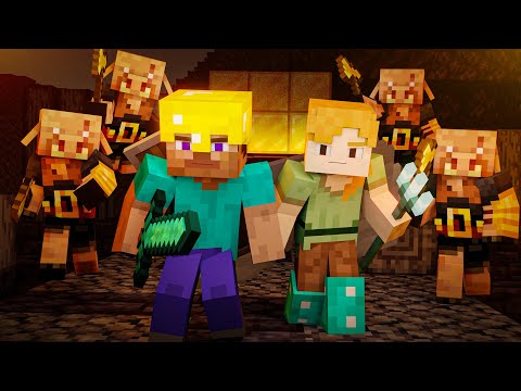 Attack on BASTION REMNANT`S - Alex and Steve life (Minecraft animation)