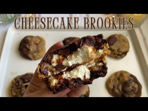 Soft Chocolate Chip Brownie Cheesecake Cookies ♡ Brookies ♡ Bake With Me