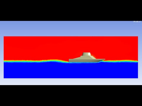 numerical simulation on boat using FLUENT Multi phases (VOF)   (مُحاكاة حركة قارب علي سطح الماء)