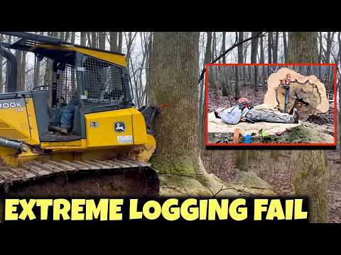 John Deere Dozer Winch Nearly TORN OFF Dragging MASSIVE Logs!