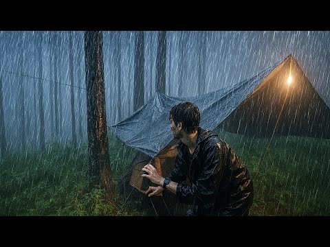 CAMPING IN SUPER CRAZY RAIN 🌧 struggling to set up tents in the pouring rain