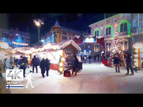 Fairytale Christmas Walk at -15°C in Tampere, Finland 🎄 Slow TV 4K