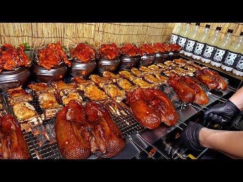 Totally Amazing! Charcoal-grilled Spicy Stir-fried Chicken smoked on rice straw made by famous chef