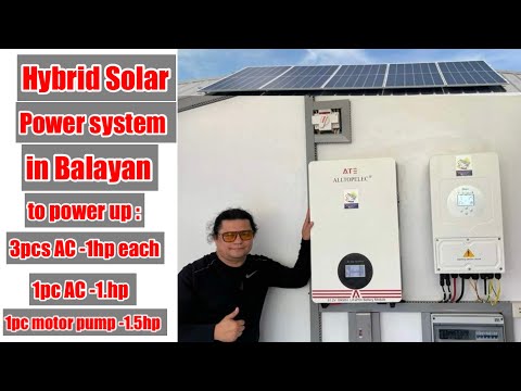 6Kw Hybrid off/on-grid Solar Power System Appliances connected sa grid side:4-5 ACs & 1.5Hp H20 pump