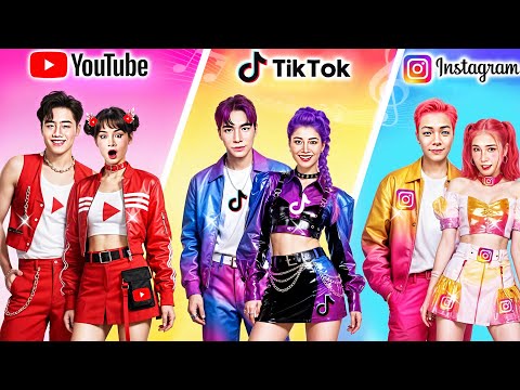 헌트릭스 vs 사자 보이즈! 소셜 미디어 커플 패션 대결 | K-POP 데몬 헌터스 커플