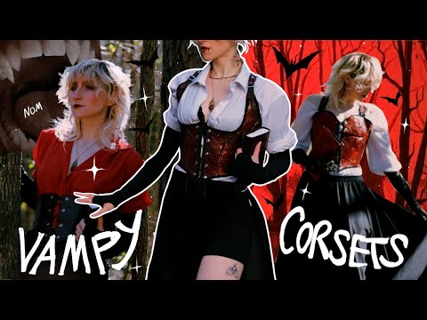 Making some vaguely vampiric corsets 😈