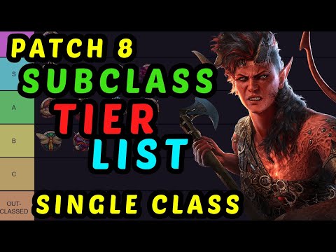 NEW SUBCLASS TIER LIST - Single Class Characters -  BG3 Honour Mode Guide