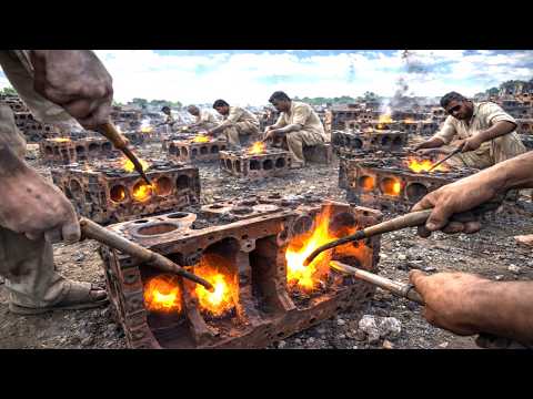 Amazing Pakistani Mechanic Skills - Repairing a Cracked Engine Block - @Hydraulic Hands