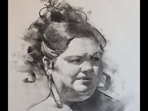 How to draw a charcoal portrait - with voice over narration