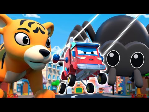 巨型动物对战超级蜘蛛卡车 | 适合儿童的动物