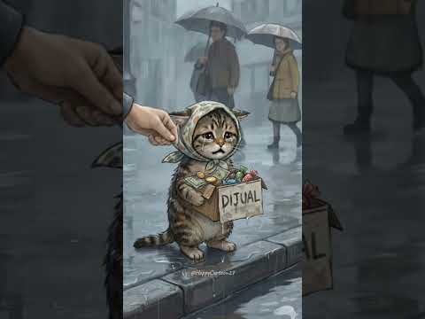 Drenched in Rain, Holding Candies No One Would Buy #cat #cute #sad #cutecat #sadcat #sadsong #shorts