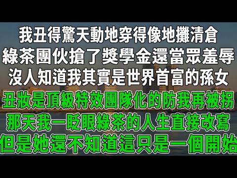 我丑得驚天動地穿得像地攤清倉，綠茶團伙當眾羞辱我，沒人知道我其實是世界首富的孫女，丑妝是二哥找特效團隊化的只為防我再被拐，那天我一眨眼她的人生瞬間改寫，她還不知道這只是一個開始。#爽文 #反轉#情感