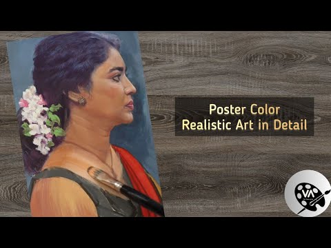 Poster Color Female Realistic Portrait Painting | @pankajparki6605  | #postercolorpainting