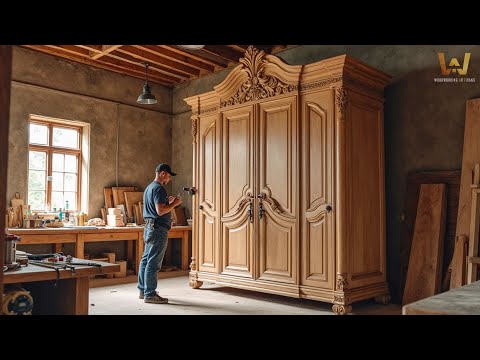 Impressive Large Wooden Wardrobe – Handmade With Detailed Carvings