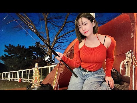 Fishing and camping at the same time in front of the breakwater!! Fishing was a mess!