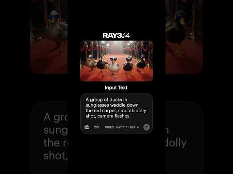 This is Ray3.14 with Text-To-Video. Generate ideas in native 1080p with smarter prompt adherence.