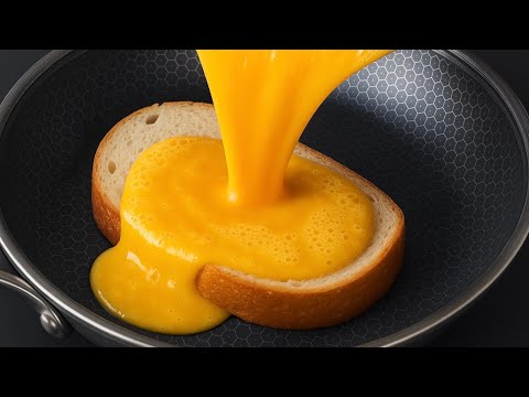 Simply pour eggs onto the bread!  The best breakfast in the world!