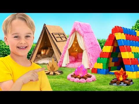 Kids build playhouses and learn to share