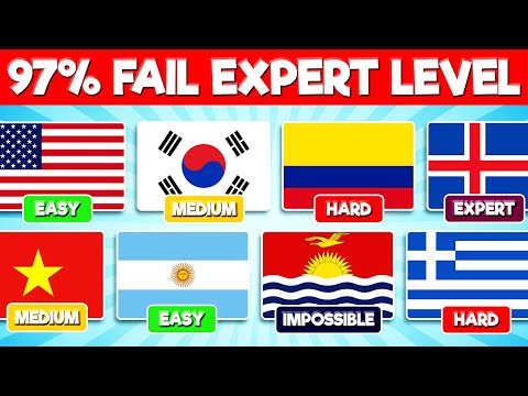 We Bet You Can't Guess the 50 Flags | Guess the Flag Easy, Medium, Hard, Expert, Impossible 🤯