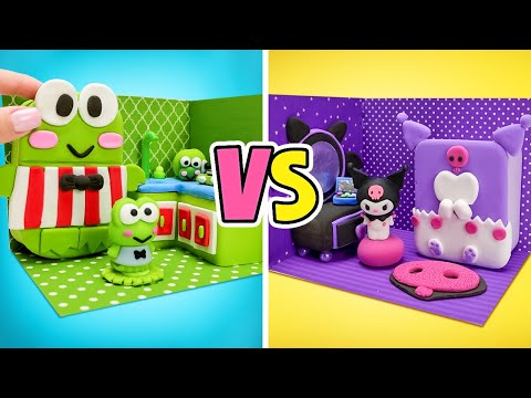 How To Build 5 Color House For Hello Kitty And Friends || Clay & Cardboard DIY
