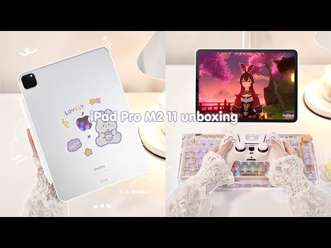 NEW M2 iPad Pro 11" Sliver✨ aesthetic unboxing|paperlike|accessories|Genshin Impact💜