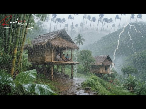 LIGHTNING STRIKES IN THE MOUNTAINS WITH HEAVY RAIN WALK HIT THE VILLAGE